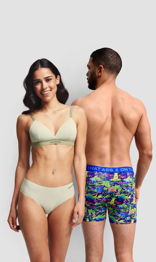 A woman who wears the Mind Women's Clothes and a man who wears the Men's Clothes