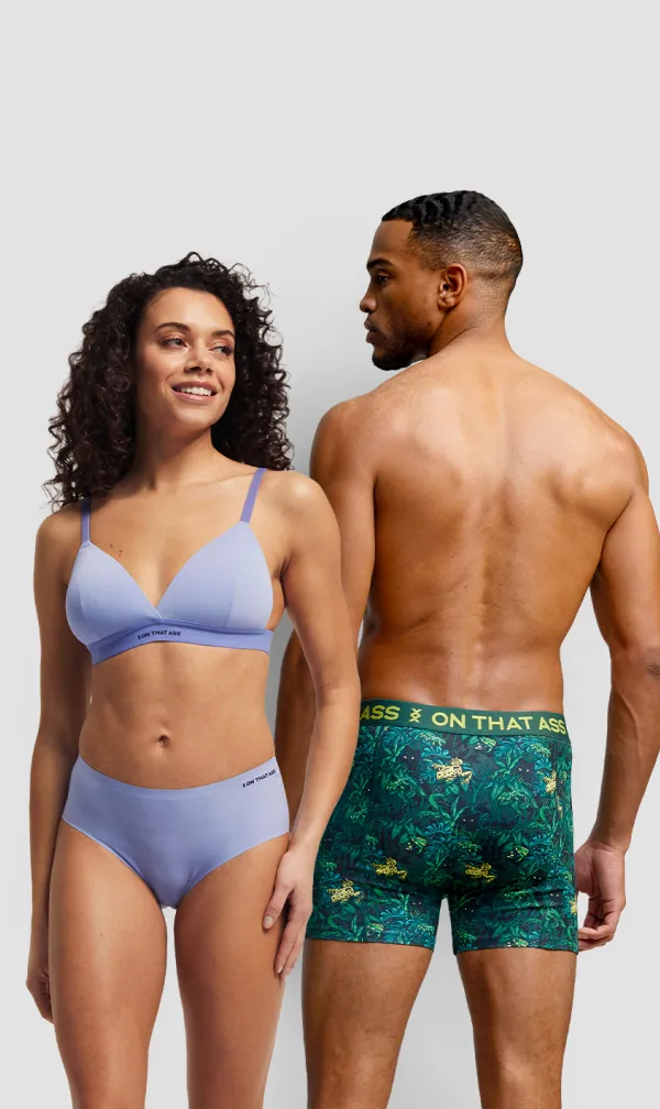 A woman who wears the Mind Women's Clothes and a man who wears the Men's Clothes